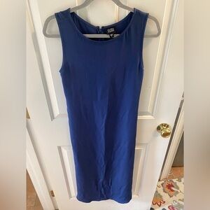 Eileen Fisher Silk Maxi Dress Navy Blue Sleeveless